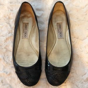 Jimmy Choo Black Gold Snakeskin flats 38.5 or 8.5